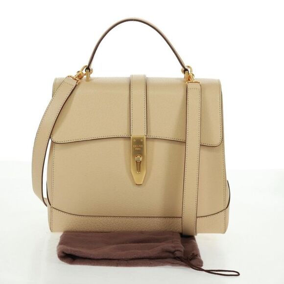 Celine 16 Top Handle Bag Grained Calfskin Beige Leather Handbag (Pre-Owned) - Picture 14 of 16
